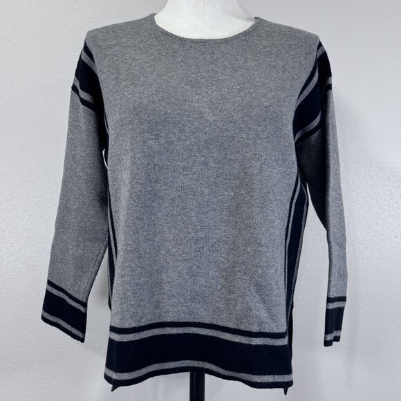 2 Sisters Sweaters - 2 Sisters Sweater Womens S/M Dolman Split Hem Crew Neck Long Sleeve Black Gray